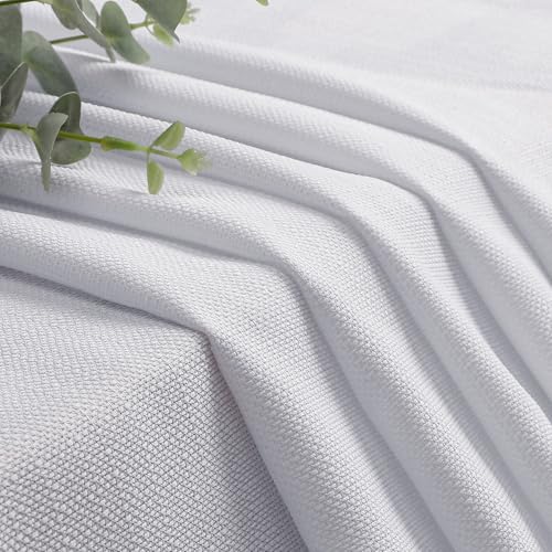 Lecloud White Valance Curtain 60" W x 16" L - Light Filtering Drapes