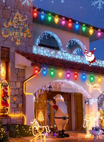 Outdoor Christmas Pathway Lights 2 Pack Jumbo C9 Strawberry Bulbs 10.5 Feet