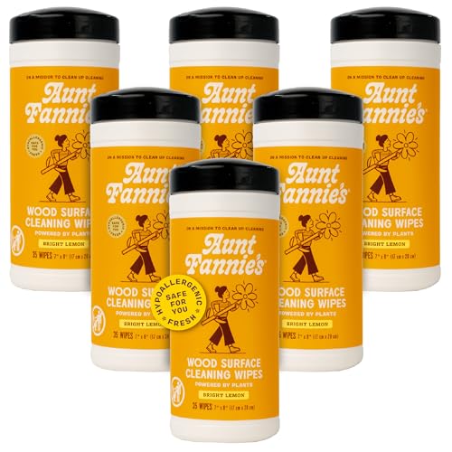 Aunt Fannie's Wood Surface Cleaning Wipes, Lemon Scent, 35 Count (Pack of 6)