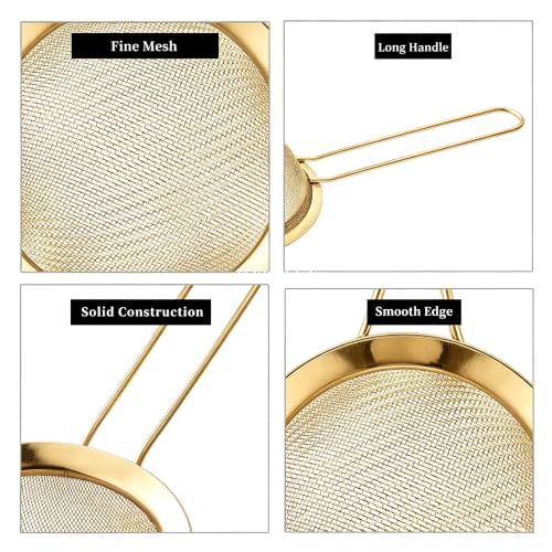 2 Pack Stainless Steel Fine Mesh Strainers with Handles