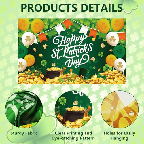 St. Patrick's Day Banner - Happy Holidays Backdrop 71x43in
