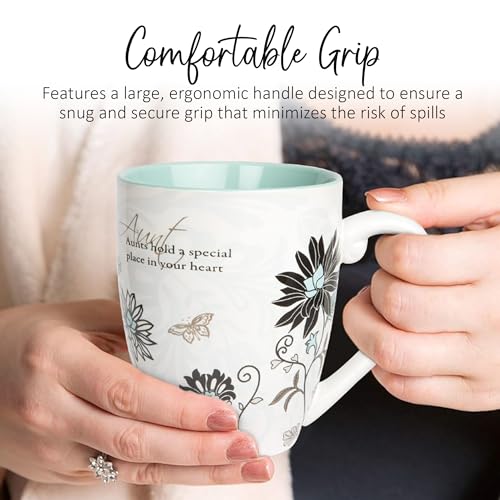 20 oz Auntie Coffee Mug - Heartfelt Floral Design for Aunts - Microwave & Dishwasher Safe - Multicolor