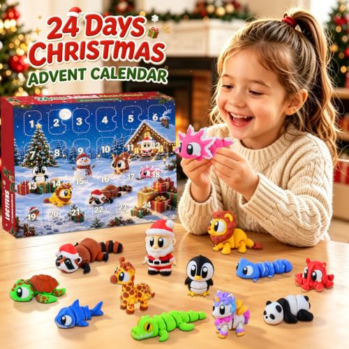 3D Printed Animal Advent Calendar 24-Day Christmas Countdown for Kids