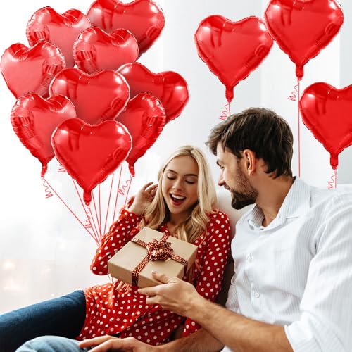 18-Inch Red Heart Balloons - 15 Pack for Valentine's Day & Weddings