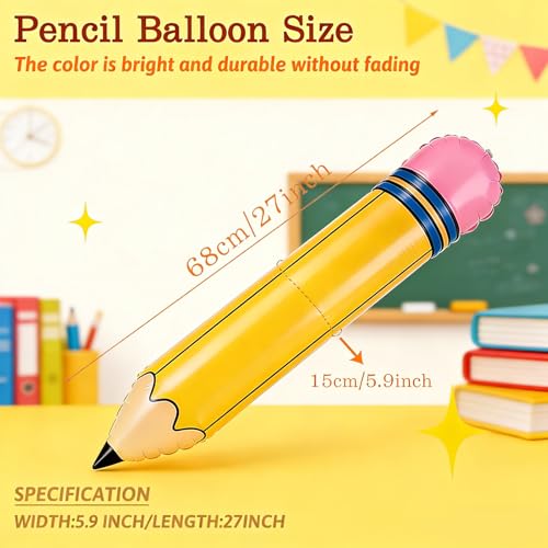 27 Inch Pencil Balloons for Back to School Decorations - 2 Pack