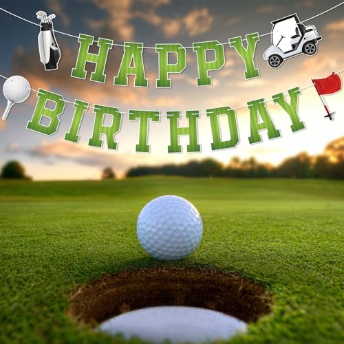 Golf Birthday Banner - Green Sports Theme Party Decoration