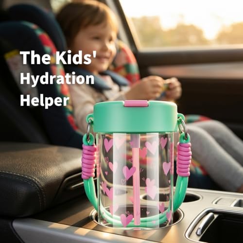 TOPBADE 16oz Kids Water Bottle with Straw - BPA-Free Tritan
