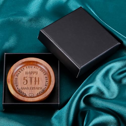 5th Anniversary Wooden Ring Dish - Engraved Wood Gift for Couple