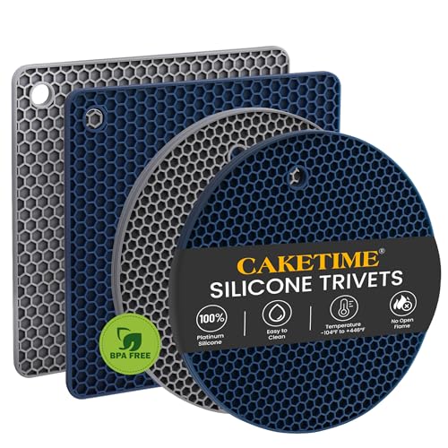 Silicone Trivets for Hot Dishes - 4-Pack Heat Resistant Mats
