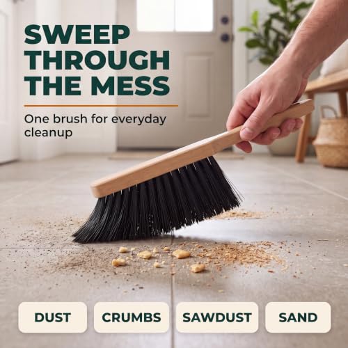 10.4" Hand Broom with Medium-Soft Bristles for Versatile Cleaning