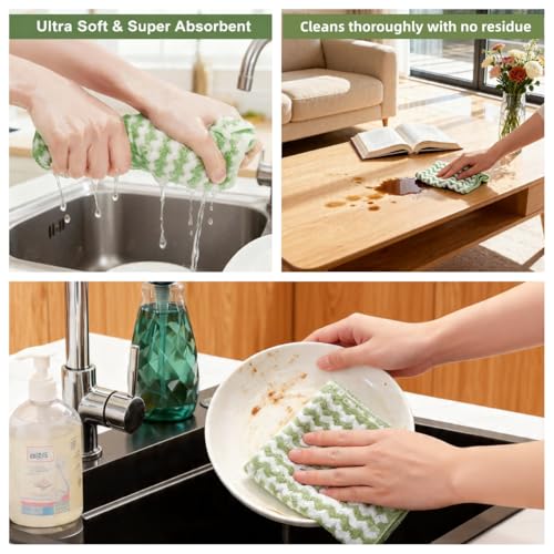 GMLRKY Kitchen Cleaning Set: 5 Microfiber Cloths & 3 Sponges