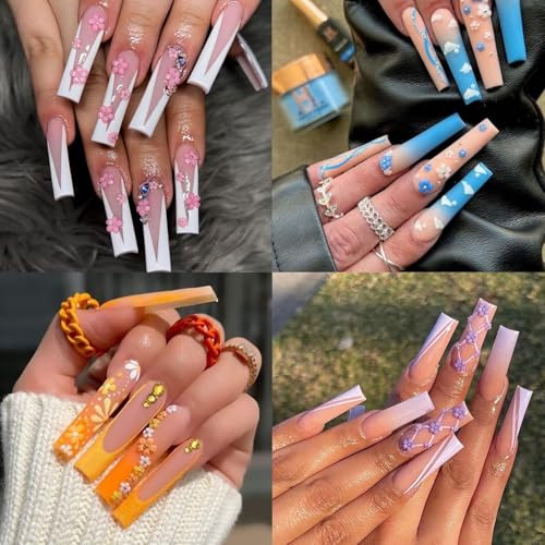 3D Flower Nail Art Charms with Pearls and Rhinestones for Acrylic Nails