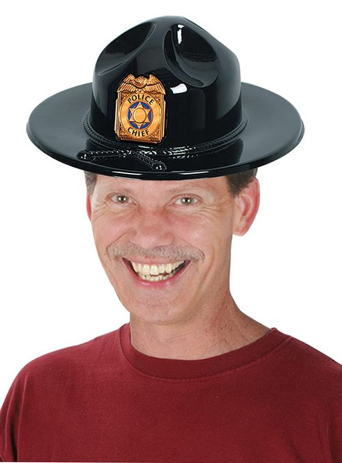 Beistle 24 Piece Police Chief Plastic Trooper Party Hats – Halloween Costume Accessory, Black