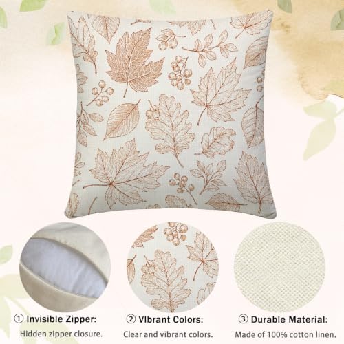 VISSTREE Fall Pillow Covers Set of 4 - Hello Pumpkin Autumn Decor 18x18 Inches