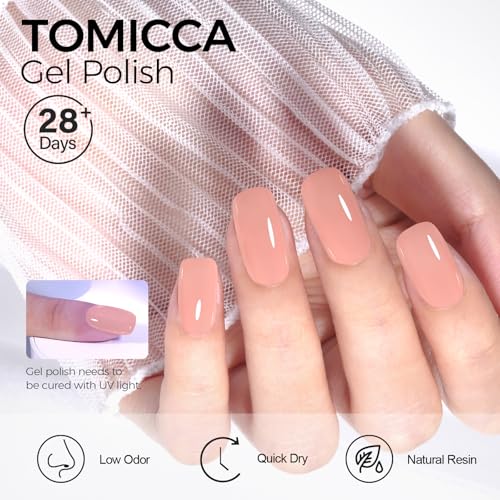 TOMICCA Nude Brown Gel Nail Polish 15ml Soak Off UV Color