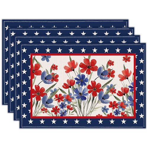 Patriotic Floral Placemats for 250th Anniversary | Set of 4
