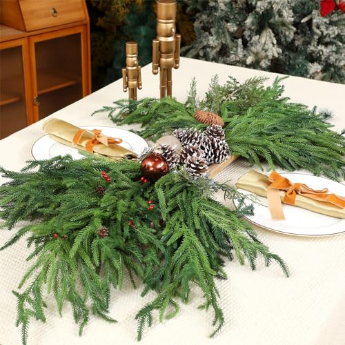 Artificial Christmas Norfolk Pine Branches - 12 Pack, 30 Inches Tall - Holiday Decor