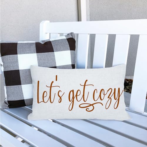 Let's Get Cozy Fall Pillow Cover 12x20 Inch Decorative Cushion