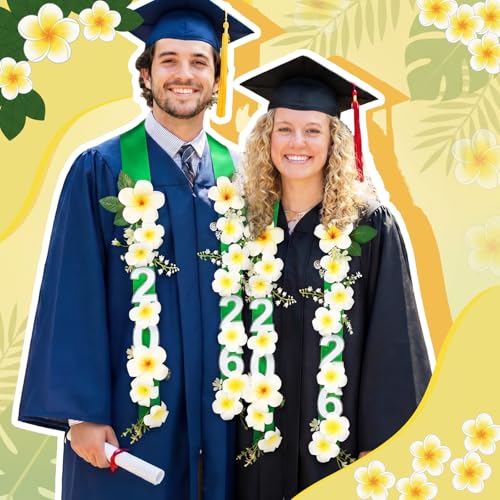 65 Inch Graduation Lei Class of 2026 - Yellow Plumeria Floral Wreath