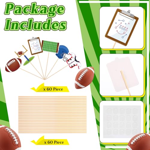 GlikCeil 60 Pcs Football Cupcake Toppers Sports Cake Decorations