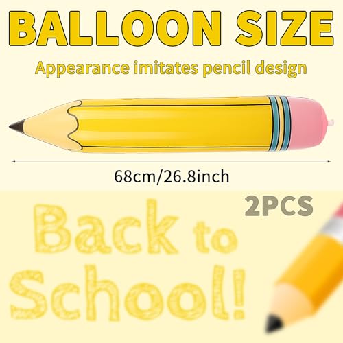 Giant Pencil Balloons (3pcs) - 27'' Yellow Foil Balloons for School Parties