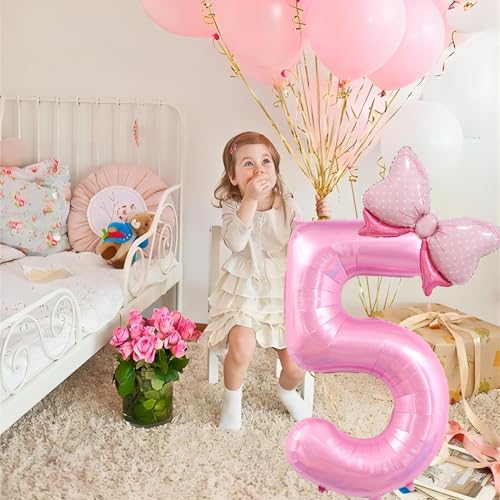 Pink Number 10 Balloon Set with Bow - 40 Inch Jumbo Birthday Decoration