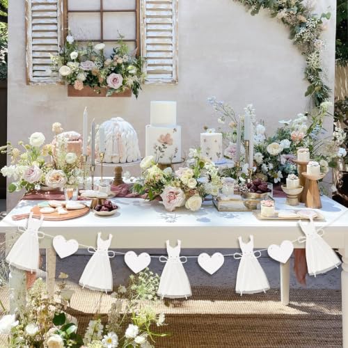 Pre-Strung White Glitter Wedding Dress Banner - 9.8ft Bridal Shower Decor