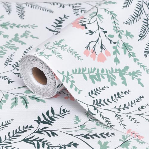 Fern Floral Shelf Liner, 12" x 118" Non-Adhesive Waterproof Drawer Mat