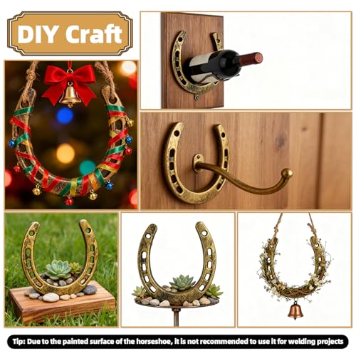 Cast Iron Horseshoe Wall Decor - Gold Rustic Good Luck Charm
