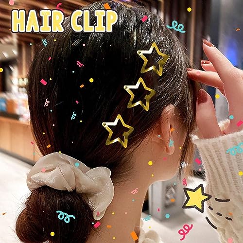 Jinshining 20 Pcs Gold Star Hair Clips Metal Snap Hair Barrettes