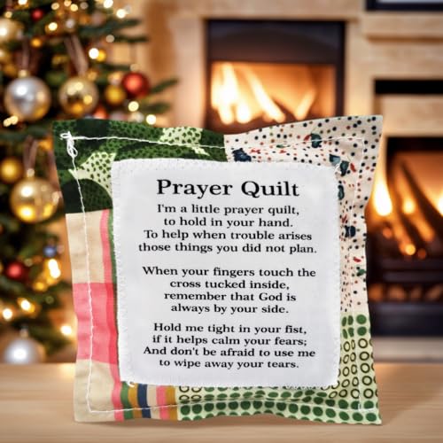 Handmade Pocket Prayer Quilt with Cross & Poem Patches