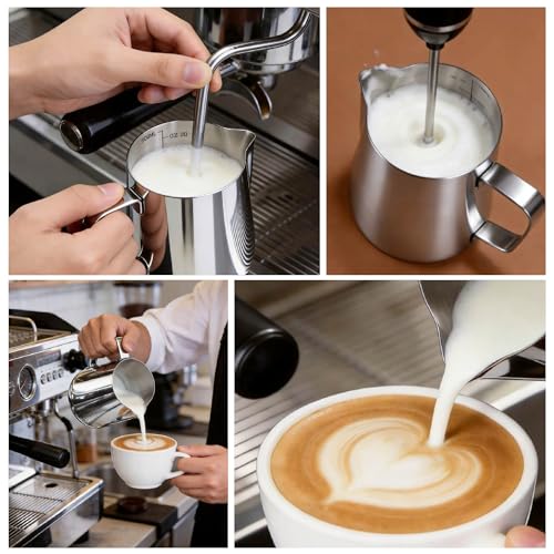 Stainless Steel Milk Frother Cup with Precision Spout - 12oz