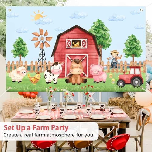 Farm Birthday Backdrop Banner - 3x5 Ft Barnyard Animal Decor