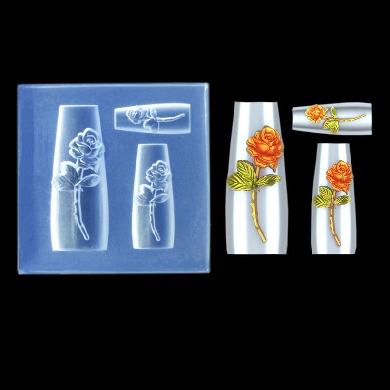 CoolDIY 3D Nail Art Silicone Embossing Mold Rose Flowers Resin Crafting