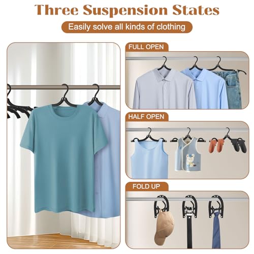 Eunhdet Black 12-Piece Portable Foldable Travel Hangers for Cruise & Luggage