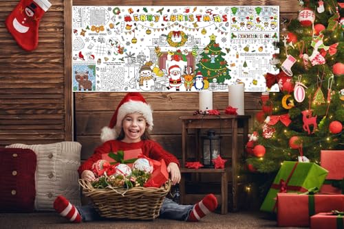 Merry Christmas Giant Coloring Tablecloth for Kids 31.5x72"