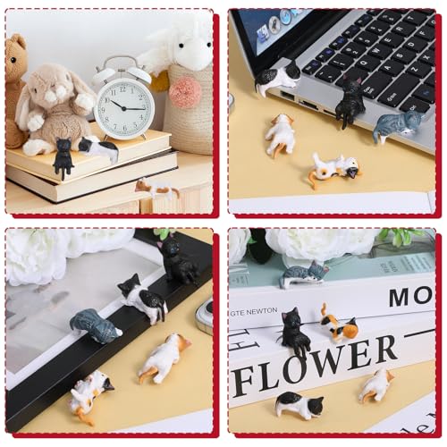 Matwsec 5 Pcs Cute Cat Car Dashboard Decor & Rear View Mirror Accessories