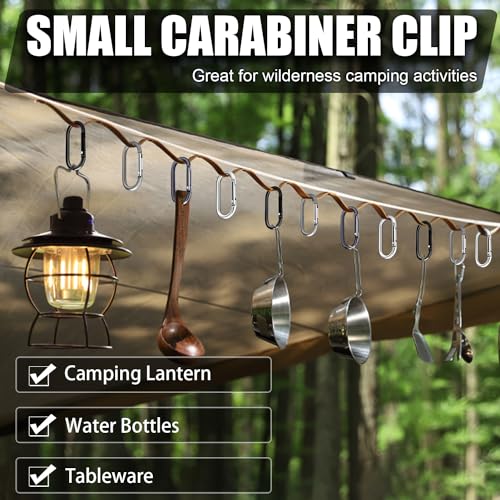 12Sets 2 Inch Large Carabiner Clips, Aluminum Spring Oval Keyrings with Flat O-Rings for Hanging Keychain Dog Tags Backpack Accessories (Black)