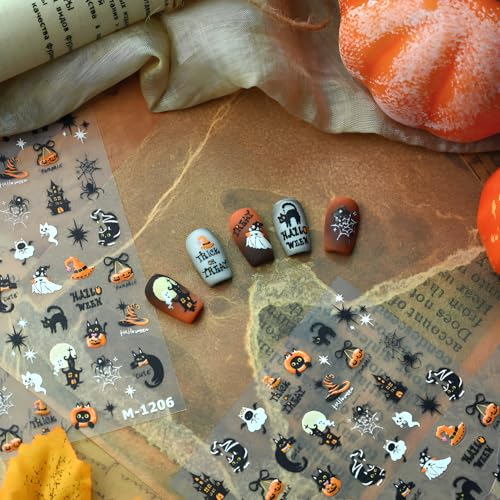 Halloween 5D Self-Adhesive Nail Stickers Ghost Pumpkin Spider Decals