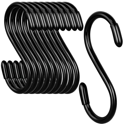 Heavy Duty Vinyl Coated S Hooks 10 Pack - Non Slip for Hanging Plants, Tools, & More