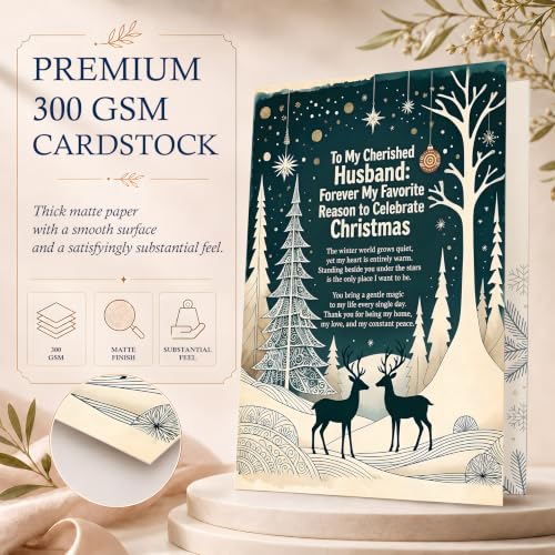 Christmas Card Gift for Husband - Deer Silhouettes - Silver