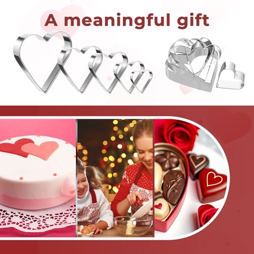 Ezymivs Stainless Steel Heart Cookie Cutter Set - 5 Sizes
