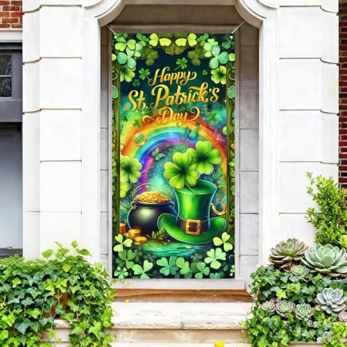 St. Patrick's Day Banner Shamrock Party Backdrop Sign 71x35 Inch