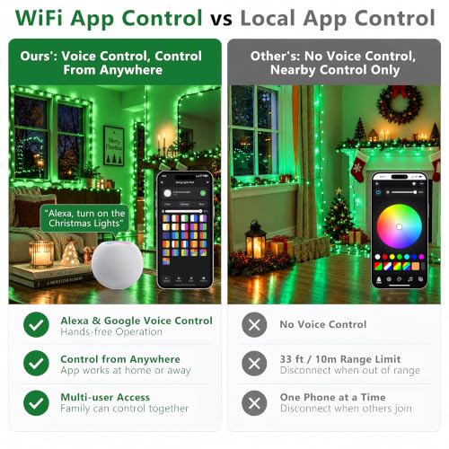 RGB Wi-Fi Smart String Lights - 100 LED 33 Ft Orange & Purple Halloween Lighting with USB-C