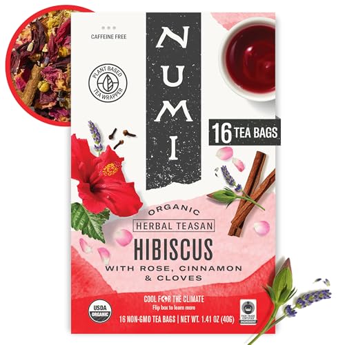 Numi Organic Hibiscus Herbal Tea Bags 1.5oz - Caffeine-Free Floral Blend