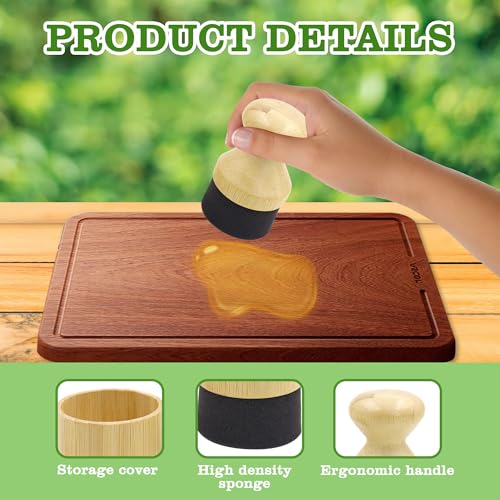 1 Pcs Wooden Cutting Board Oil Applicator with Lid - Wax Brush for Maintenance