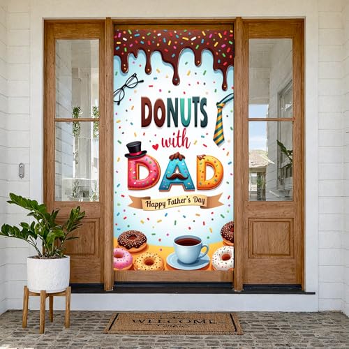 Happy Father's Day Donuts with Dad Door Banner - 71 x 35 Inch