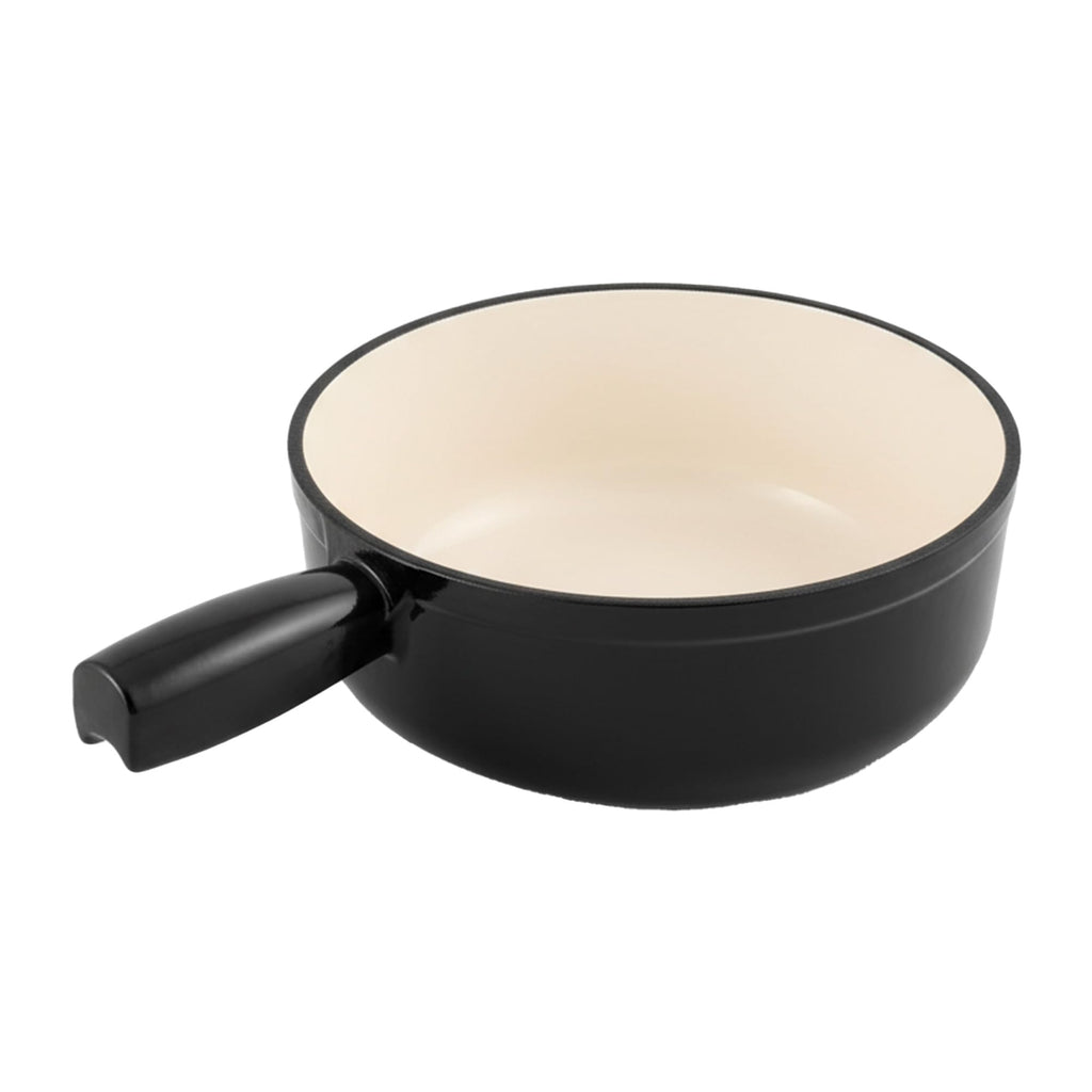 Swissmar Lugano Cast Iron Cheese Fondue Pot Replacement, 2 QT / 2 L – Compatible with Swissmar Lugano Fondue Sets – Ideal for Melting Cheese, Chocolate, & Caramel – Metallic Black