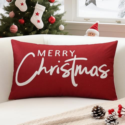 Merry Christmas Decorative Throw Pillow Cover 12x20 Inch