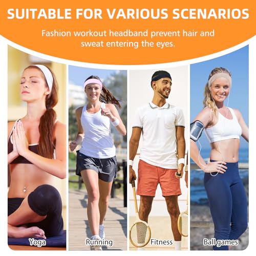 8PCS Summer-Exclusive Non Slip Sports Elastic Soft Running Fashion Headbands Absorb Sweat for Women & Men Working Out, Travel